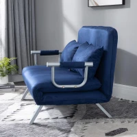 HOMCOM 2-seater Sofa Bed Living Room Folding 5 Position Convertible Sleeper Bed - Blue(m-11)