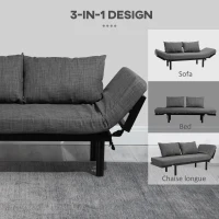 HOMCOM Single Person Chaise Lounger, Modern Sofa Bed with 5 Adjustable Positions, 2 Large Pillows, and Birch Legs, Charcoal Grey(m-4)