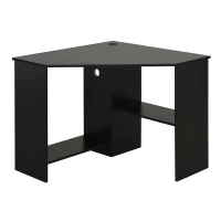 HOMCOM Corner Computer Desk with Storage Shelf, Writing Table Study Workstation for Home Office, Black(m-9)