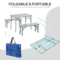 Outsunny Aluminum Adjustable Outdoor Patio Folding Picnic Table Bench Set for Camping Party BBQ with 4 seats(m-5)