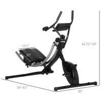Soozier Ab Machine and Exercise Bike, Multi-functional Ab Workout Equipment Side Shaper w/ Three Adjustable Heights, 8-Level Adjustable Resistance and Two Wheels for Home Gym Strength Training(m-3)