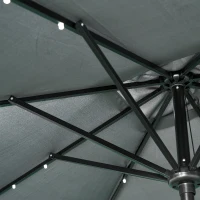 Outsunny 9'x7' LED Patio Umbrella - Solar Powered Outdoor Market Shade w/ Tilt Adjustment, Dark Grey(m-9)