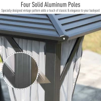 Outsunny 10' x 10' Hardtop Gazebo Canopy with Galvanized Steel Double Roof, Aluminum Frame, Permanent Pavilion Outdoor Gazebo with Netting and Curtains for Patio, Garden, Backyard, Gray(m-5)