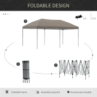 Outsunny 10' x 20' Pop Up Canopy Tent with Steel Frame, 3-Level Adjustable Height and Storage Bag, Instant Sun Shelter Event Tent for Patio Backyard and Garden, Brown(m-4)