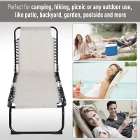 Outsunny Foldable Chaise Lounge, 3-Position Reclining Back, Portable design and Breathable Mesh for Poolside, Camping, Hiking - Cream White(m-7)