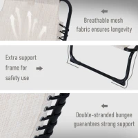 Outsunny Foldable Chaise Lounge, 3-Position Reclining Back, Portable design and Breathable Mesh for Poolside, Camping, Hiking - Cream White(m-6)