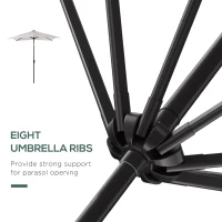 Outsunny 9' x 7' Patio Umbrella Outdoor Table Market Umbrella with Crank, Solar LED Lights, 45° Tilt, Push-Button Operation, for Deck, Backyard, Pool and Lawn, White(m-7)