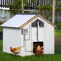 PawHut Automatic Chicken Coop Door with Timer, Light Sensor, Infrared Sensor, Multi-modes Weatherproof Chicken Door with Full Aluminum Body, 14V DC Power Supply, Silver(m-9)