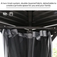 Outsunny 10' x 12' Hardtop Gazebo Canopy with Galvanized Steel Double Roof, Aluminum Frame, Outdoor Permanent Pavilion with Top Hooks, Netting and Curtains for Patio, Garden, Backyard, Gray(m-5)