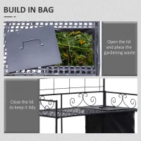 Outsunny Folding Potting Bench Table, Metal Garden Workstation, Work Bench with Large Build-In Bag with Cover, 5 Hanging Hooks & Storage Shelf(m-6)