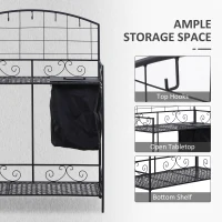 Outsunny Folding Potting Bench Table, Metal Garden Workstation, Work Bench with Large Build-In Bag with Cover, 5 Hanging Hooks & Storage Shelf(m-4)
