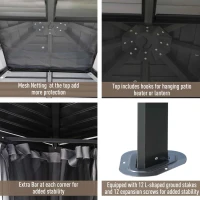 Outsunny 10' x 10' Hardtop Gazebo Canopy with Galvanized Steel Double Roof, Aluminum Frame, Permanent Pavilion Outdoor Gazebo with Netting and Curtains for Patio, Garden, Backyard, Gray(m-7)