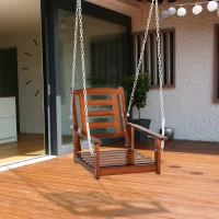 Outsunny Front Porch Swing, Hanging Patio Swing, Outdoor Swing Bench with Pine Wood Frame and Hanging Chains for Garden and Yard(m-2)