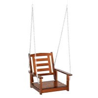 Outsunny Front Porch Swing, Hanging Patio Swing, Outdoor Swing Bench with Pine Wood Frame and Hanging Chains for Garden and Yard(m-1)