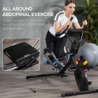 Soozier Ab Machine and Exercise Bike, Multi-functional Ab Workout Equipment Side Shaper w/ Three Adjustable Heights, 8-Level Adjustable Resistance and Two Wheels for Home Gym Strength Training(m-5)