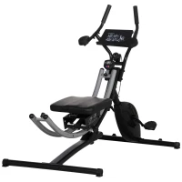 Soozier Ab Machine and Exercise Bike, Multi-functional Ab Workout Equipment Side Shaper w/ Three Adjustable Heights, 8-Level Adjustable Resistance and Two Wheels for Home Gym Strength Training(m-2)