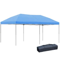 Outsunny 10' x 19' Pop Up Canopy with Easy Up Steel Frame, 3-Level Adjustable Height and Carrying Bag, Sun Shade Event Party Tent for Patio, Backyard, Garden, Blue(m-1)