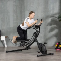 Soozier Ab Machine and Exercise Bike, Multi-functional Ab Workout Equipment Side Shaper w/ Three Adjustable Heights, 8-Level Adjustable Resistance and Two Wheels for Home Gym Strength Training(m-8)