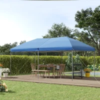 Outsunny 10' x 19' Pop Up Canopy with Easy Up Steel Frame, 3-Level Adjustable Height and Carrying Bag, Sun Shade Event Party Tent for Patio, Backyard, Garden, Blue(m-2)