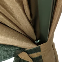 Outsunny 10' x 10' Hardtop Gazebo with Curtains and Netting, Permanent Pavilion Metal Double Roof Gazebo Canopy with Aluminum Frame and Hooks, for Garden, Patio, Backyard, Brown(m-9)