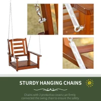 Outsunny Front Porch Swing, Hanging Patio Swing, Outdoor Swing Bench with Pine Wood Frame and Hanging Chains for Garden and Yard(m-5)
