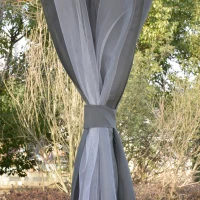 Outsunny 12' Round Patio Gazebo Canopy with 2-Tier Roof, Ventilated Outdoor Shelter, Grey(m-8)