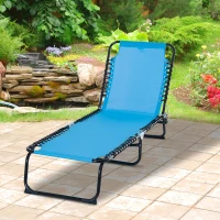 Outsunny Foldable Chaise Lounge, 4-Position Reclining Back, Trifold Portable design and Breathable Mesh for Poolside,Camping, Hiking - Light Blue(m-2)