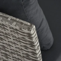 Outsunny 4 Pieces Patio Wicker Dining Sets, Outdoor PE Rattan Sectional Conversation Set with Cushions & Dining Table, Bench for Garden, Backyard, Lawn, Charcoal Gray(m-8)