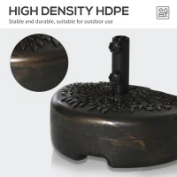 Outsunny Half Round Umbrella Base Fillable Patio Umbrella Stand Holder for Lawn, Deck, Backyard, Garden, 40 lb Water or 46 lb Sand, Bronze(m-6)