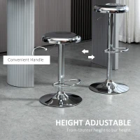 HOMCOM Set of 2 Adjustable Barstools with Footrest, Silver(m-5)