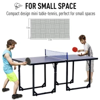 Soozier 72" Compact Folding Multi-Use Indoor / Outdoor Table Tennis Table With Net And Post Set, Blue(m-5)