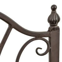 Outsunny 47" 2-Person Metal Garden Bench Outdoor Loveseat Yard Decorative Chair Park Seat Patio Furniture Brown(m-8)