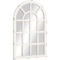 HOMCOM 43" x 27.5" Large Wall Mirror, Arch Window Mirror for Wall Decor in Living Room, Bedroom, Entryway, Rustic White