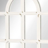 HOMCOM 43" x 27.5" Large Wall Mirror, Arch Window Mirror for Wall Decor in Living Room, Bedroom, Entryway, Rustic White(m-11)