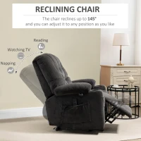 HOMCOM Power Lift Chair, Fabric Tufted Recliner Sofa Chair for Elderly with Cup Holders, Remote Control, and Side Pockets, Dark Grey(m-4)
