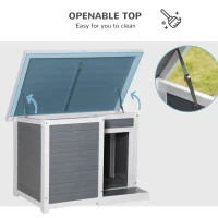 PawHut Outdoor Indoor Dog House with Openable Top, Weather Resistant Dog Kennel with Porch, Pet Furniture for Small and Medium Sized Dogs, Gray(m-4)