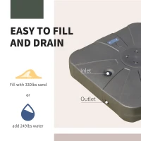 Outsunny Square Cantilever Patio Umbrella Base with 4 Wheels for Easy Moving, Heavy Duty Umbrella Stand Weight, 330 lb Capacity Sand or 286 lb Capacity Water, Coffee(m-6)