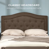 HOMCOM Upholstered Headboard, Button Tufted Bedhead Board, Home Bedroom Decoration for Full-Sized Beds, Brown(m-4)