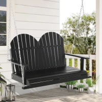Outsunny 46" 2-Person Outdoor Porch Swing Bench with Solid Wood Design, Southern Style, & Chains Included, 440 lb Weight Capacity, Black(m-2)