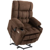 HOMCOM Power Lift Chair, Fabric Upholstered Recliner for Elderly with USB Ports, Cup Holders, Remote Control, and Side Pockets, Brown(m-1)