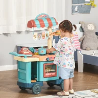 Qaba Kids Kitchen Food Stand with Play Food, Cashier Register, Accessories Ages 3-6(m-2)