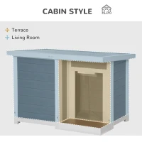 PawHut Outdoor Indoor Dog House with Openable Top, Weather Resistant Dog Kennel with Porch, Pet Furniture for Small and Medium Sized Dogs, Gray(m-6)