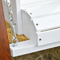 Outsunny 46" 2-Person Outdoor Porch Swing Bench with Solid Wood Design, Southern Style, & Chains Included, 440 lb Weight Capacity, White(m-7)