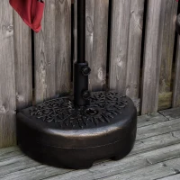 Outsunny Half Round Umbrella Base Fillable Patio Umbrella Stand Holder for Lawn, Deck, Backyard, Garden, 40 lb Water or 46 lb Sand, Bronze(m-1)