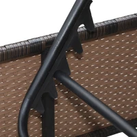 Outsunny Outdoor Lounge Chairs Set of 2 with 5-Level Angles Adjust Backrest, Thick Cushions, & Matching Table, Patio Rattan Furniture Sets for Pool Side, Balcony, Beach, Yard, MixedBrown(m-10)