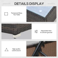 Outsunny Outdoor Lounge Chairs Set of 2 with 5-Level Angles Adjust Backrest, Thick Cushions, & Matching Table, Patio Rattan Furniture Sets for Pool Side, Balcony, Beach, Yard, MixedBrown(m-5)