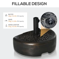 Outsunny Half Round Umbrella Base Fillable Patio Umbrella Stand Holder for Lawn, Deck, Backyard, Garden, 40 lb Water or 46 lb Sand, Bronze(m-5)