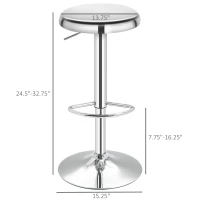HOMCOM Set of 2 Adjustable Barstools with Footrest, Silver(m-3)