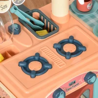 Qaba Kids Kitchen Food Stand with Play Food, Cashier Register, Accessories Ages 3-6(m-14)