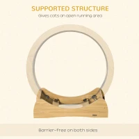 PawHut Cat Running Wheel Cat Tree with Carpet Runway Cat Exercise Wheel with Brake Cat Tower Pet Furniture for Kittens Natural(m-6)